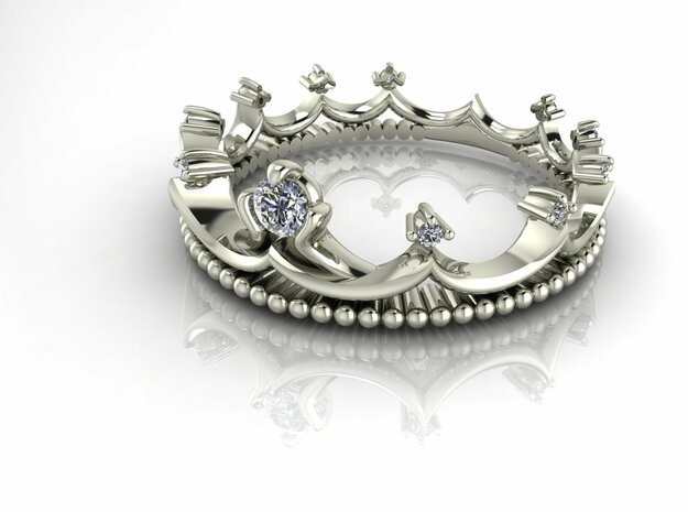 Crown ring Princess 2 NO STONES SUPPLIED in Fine Detail Polished Silver