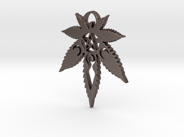 Sacramental Herb Pendant in Polished Bronzed-Silver Steel