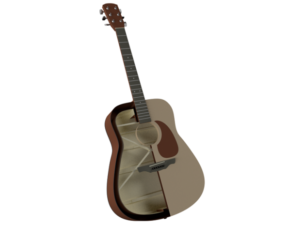 1:18 Scale Acoustic Guitar in White Natural Versatile Plastic