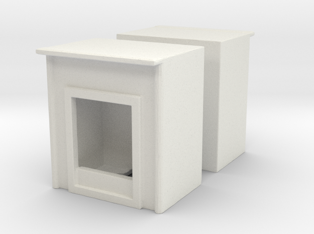 Fireplace (x2) 1/87 in White Natural Versatile Plastic