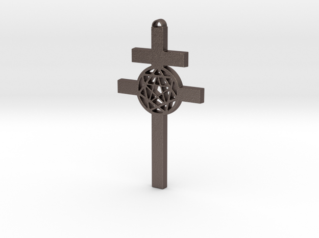 Amalgamated cross in Polished Bronzed-Silver Steel