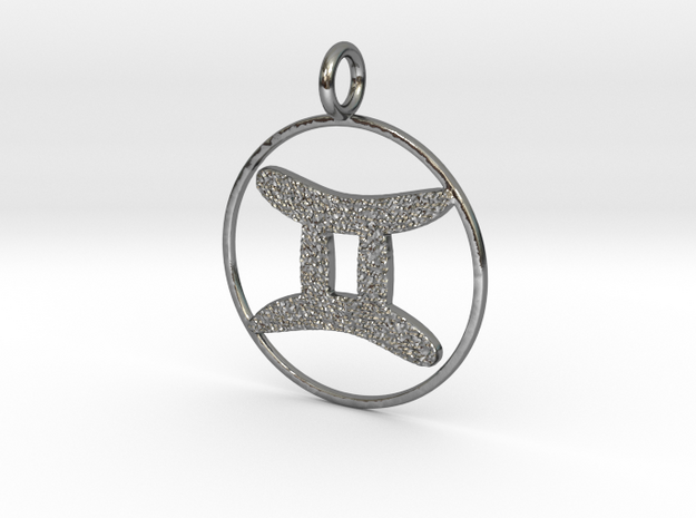 Gemini pendant  in Polished Silver