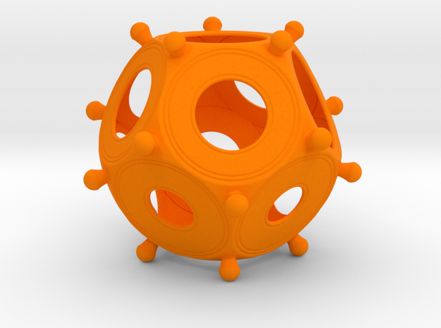 Roman Dodecahedron Colour 100 in Orange Processed Versatile Plastic