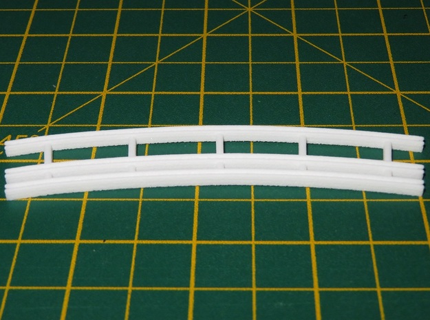 Dual Gauge Baulk Road LH Curve (N Scale) in White Natural Versatile Plastic