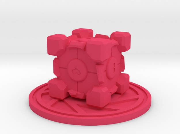 Portal Companion Cube Figurine in Pink Processed Versatile Plastic