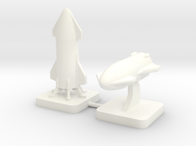 Mini Space Program, Starship, 2-set in White Processed Versatile Plastic