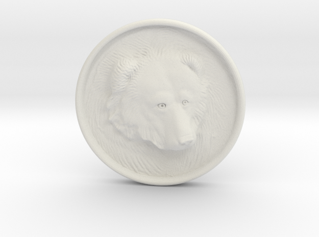 Grizzly Bear Coin in White Natural Versatile Plastic
