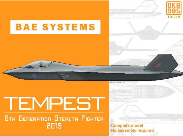 BAE Systems Tempest 6th Generation Fighter in Black Natural Versatile Plastic: 1:200
