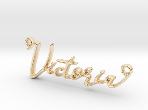 Victoria First Name Pendant in 14k Gold Plated Brass