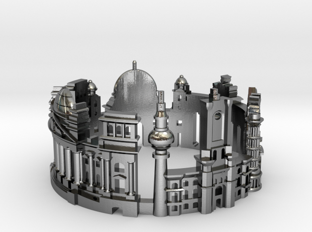 Berlin - Skyline Cityscape Ring in Polished Silver: 6 / 51.5