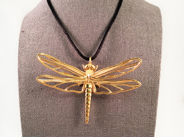 Dragonfly Pendant Large in Natural Brass