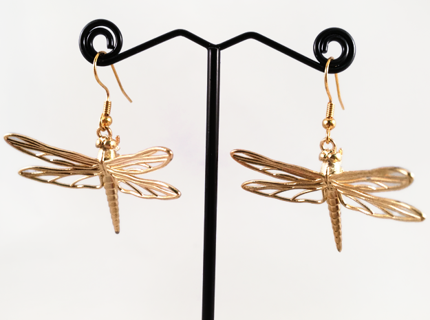 Dragonfly Earrings Large in Natural Brass