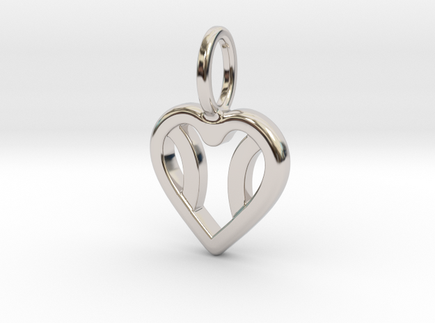 One Love Tennis Heart Pendant in Rhodium Plated Brass