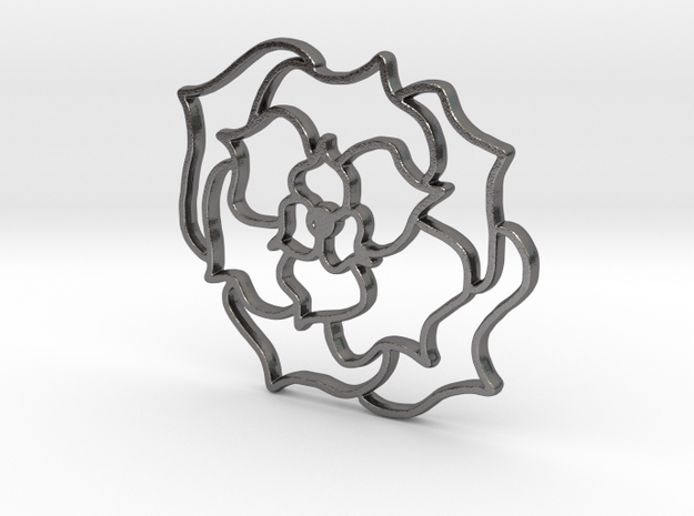 Chaos Flower Medallion / Pendant / Keychain / Orna in Polished Nickel Steel