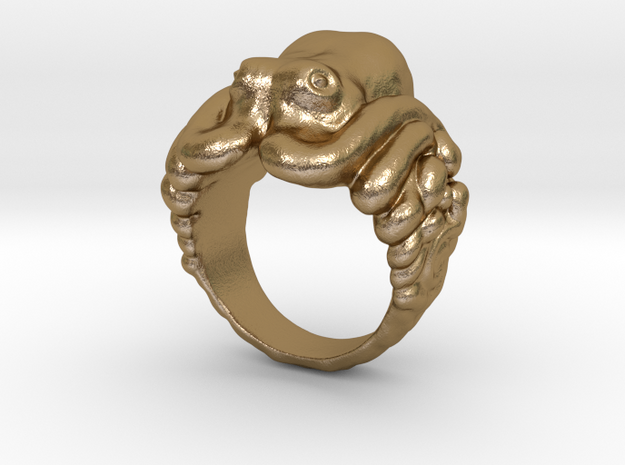 Octopus Ring in Polished Gold Steel: 5 / 49