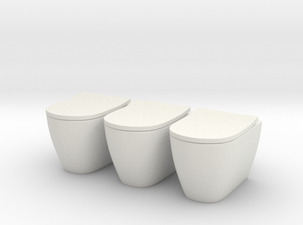 Toilet 03. 1:24 Scale  in White Natural Versatile Plastic