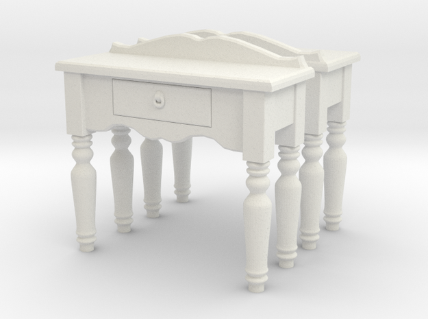 Hall side table 01. O Scale (1:48) in White Natural Versatile Plastic