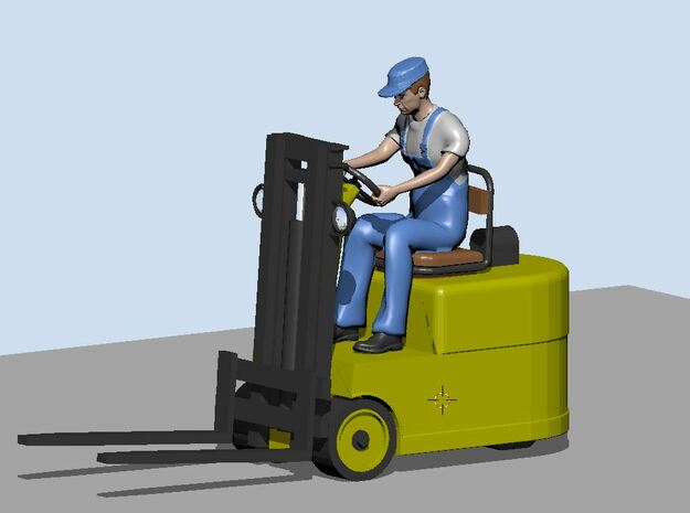 Forklift with Figure HO scale in Tan Fine Detail Plastic