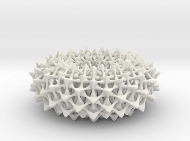 Hexagon Weave on Torus in White Natural Versatile Plastic