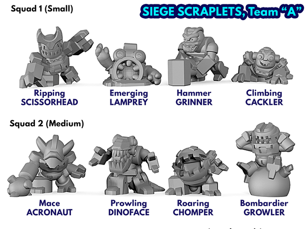 Siege Scraplets - Team A in Gray PA12: Small
