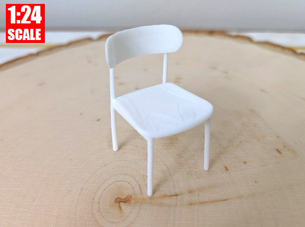 1:24 Minimalist Chair Version 'E' for Dollhouses in White Natural Versatile Plastic