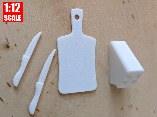 Mini Cutlery Set in White Natural Versatile Plastic: 1:12