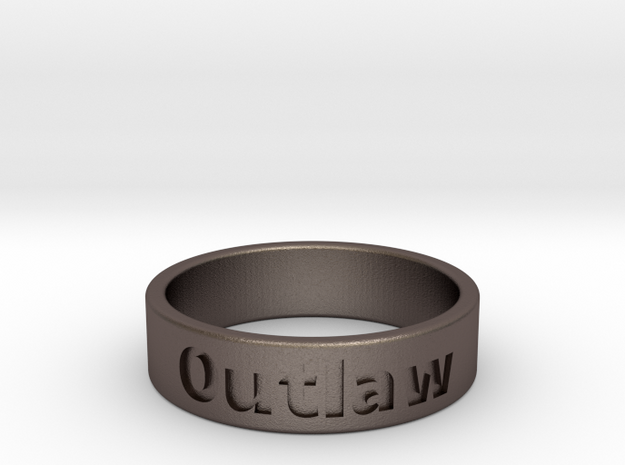 Outlaw Mens Ring 19.8mm Size10 in Polished Bronzed Silver Steel