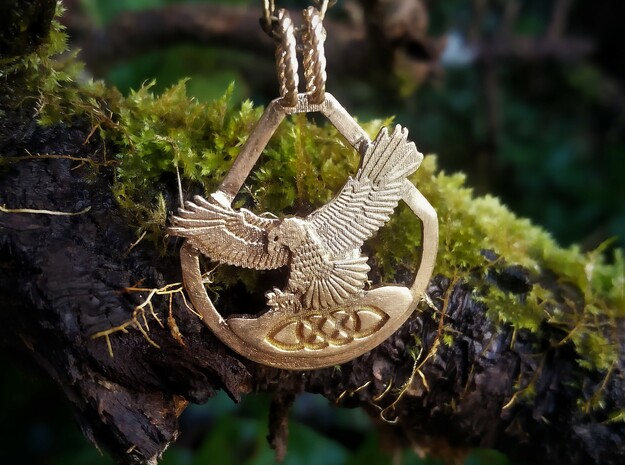 Celtic Zodiac hawk pendant in Natural Bronze