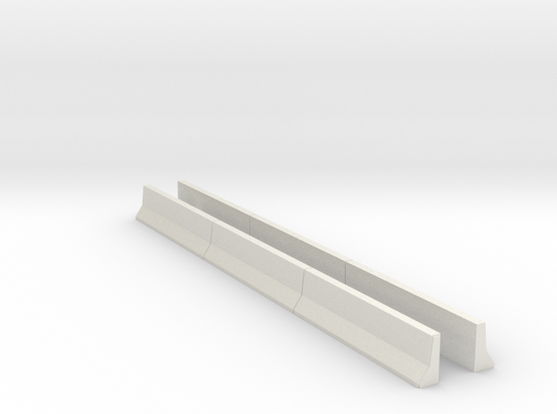 Concrete K-Rail Lane Barrier (N scale) in White Natural Versatile Plastic