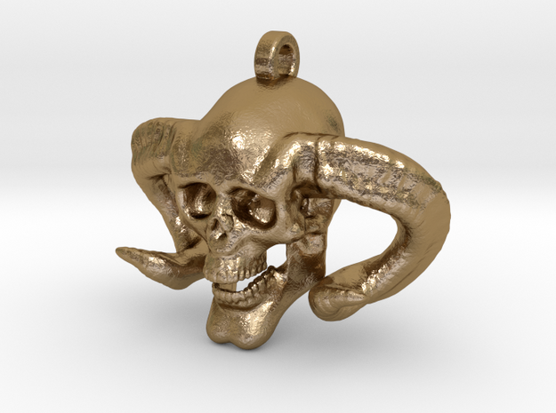 Aedorn Skull Keychain/Pendant in Polished Gold Steel
