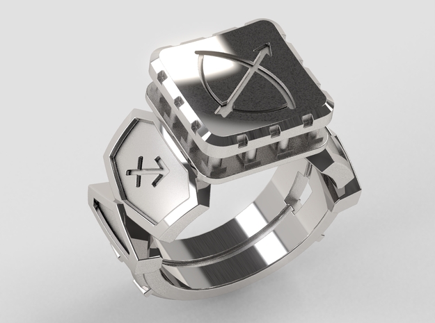 Sagittarius Ring in Polished Silver: 10 / 61.5