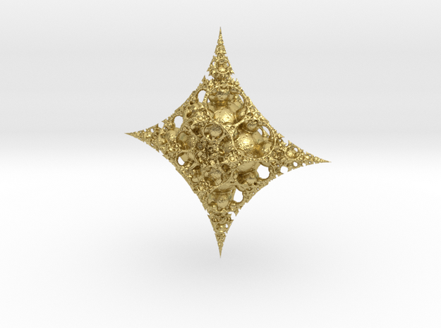 Mandelbulb fractal ornament in Natural Brass