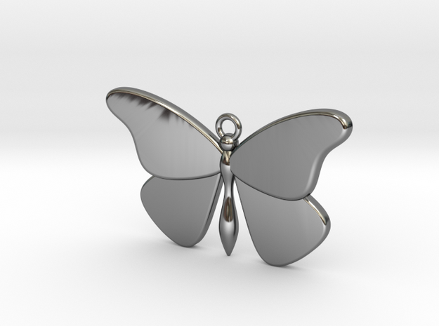 Single Butterfly Pendant (medium) in Fine Detail Polished Silver