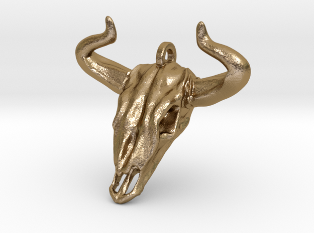 Bull Skull Keychain/Pendant in Polished Gold Steel