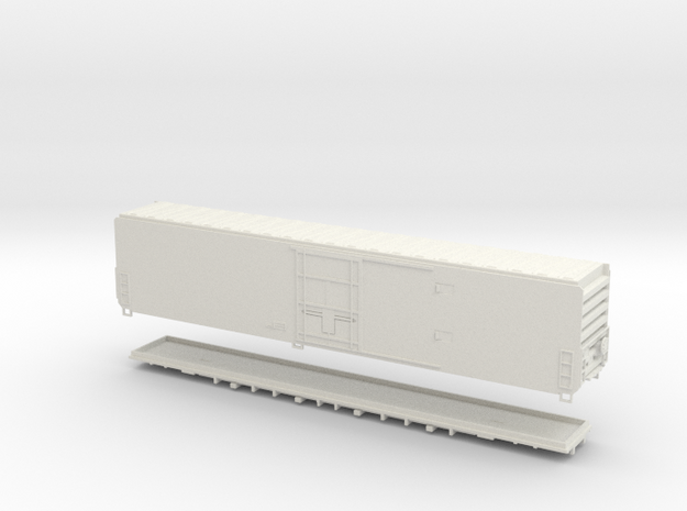 HO Scale 70 ft Cryo-Trans Reefer less detail in White Natural Versatile Plastic