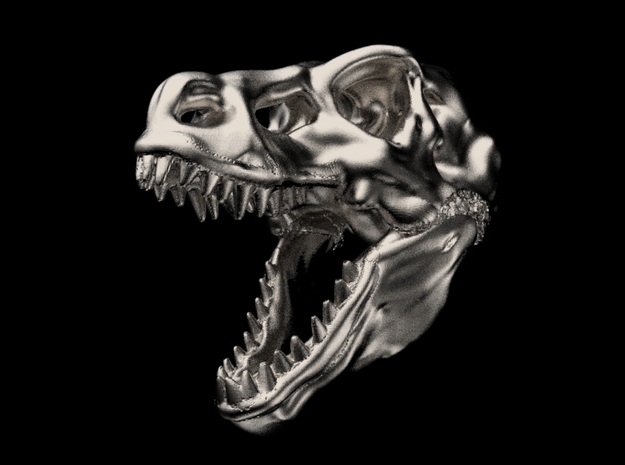 T-Rex Skull Keychain/Pendant in Polished Nickel Steel