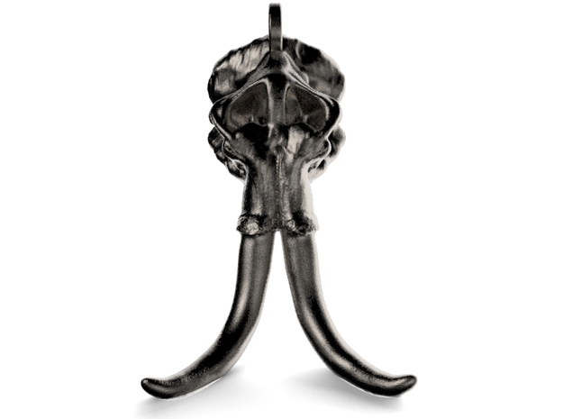 Mammoth Skull Keychain/Pendant in Polished Nickel Steel
