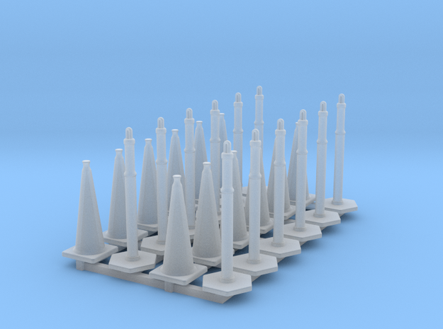 Set of 24 - Traffic Cones and Tube Cone in Smooth Fine Detail Plastic