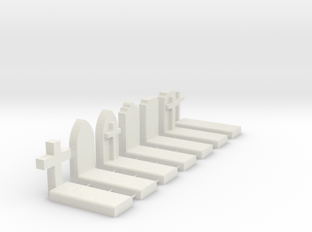 O Scale Cemetery Graves Graveyard 1:43 in White Natural Versatile Plastic