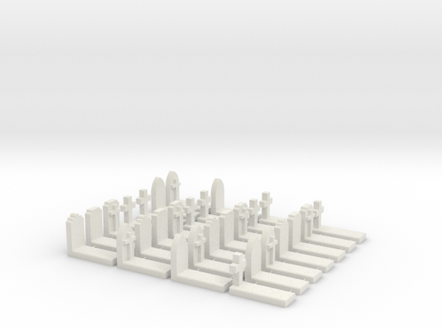 O Scale Cemetery Graves Graveyard (L) 1:43 in White Natural Versatile Plastic