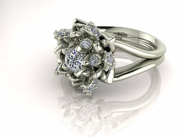 Flower ring size 5.5 NO STONES SUPPLIED in 14k White Gold