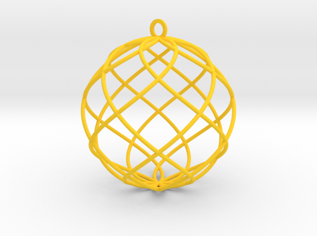 spiral bauble ornament in Yellow Processed Versatile Plastic