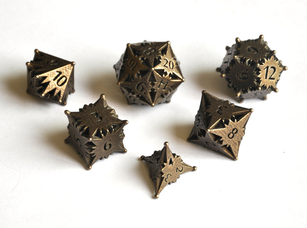 Starlight (Small D20) Dice Set - Balanced in Polished Bronze Steel