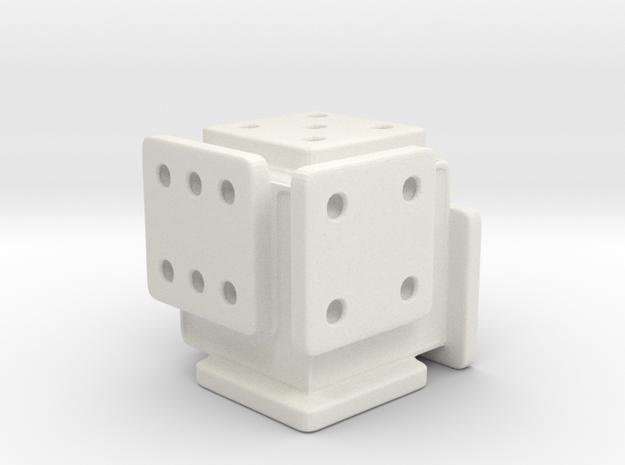 Shifted Die (Small) in White Natural Versatile Plastic