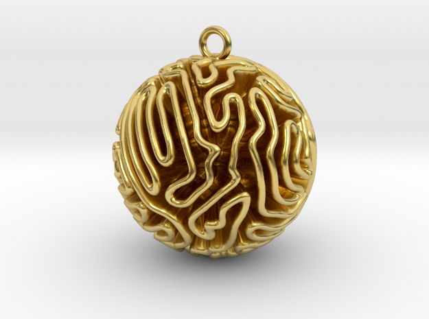 Coral Pendant in Polished Brass