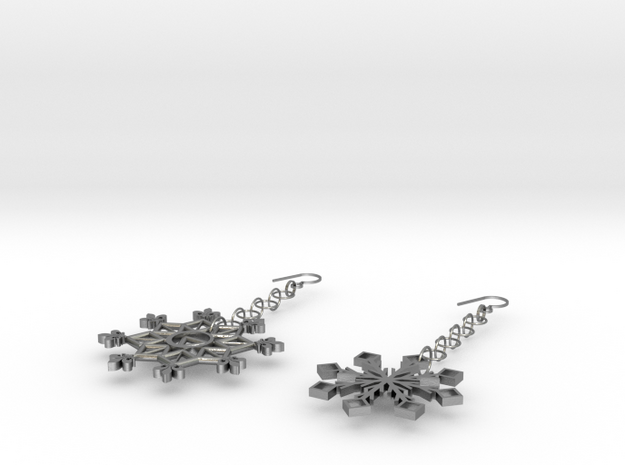 Ice and Snow Beauty Earrings in Natural Silver (Interlocking Parts)