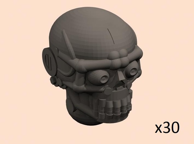 28mm robo skull heads x30 in Clear Ultra Fine Detail Plastic