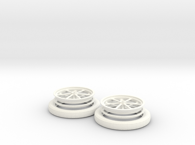 1/8 Spindle Mount Drag Tire And Wheel in White Processed Versatile Plastic