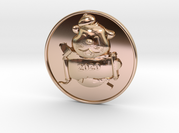 2020 - Year of the Rat/Mouse Coin in 14k Rose Gold Plated Brass