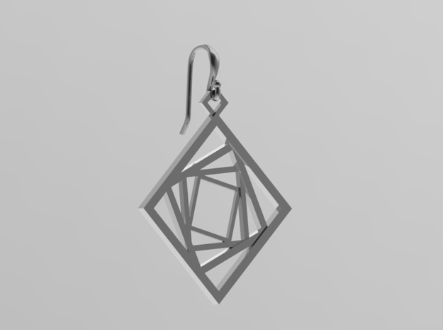 Square spiral earring in Antique Silver